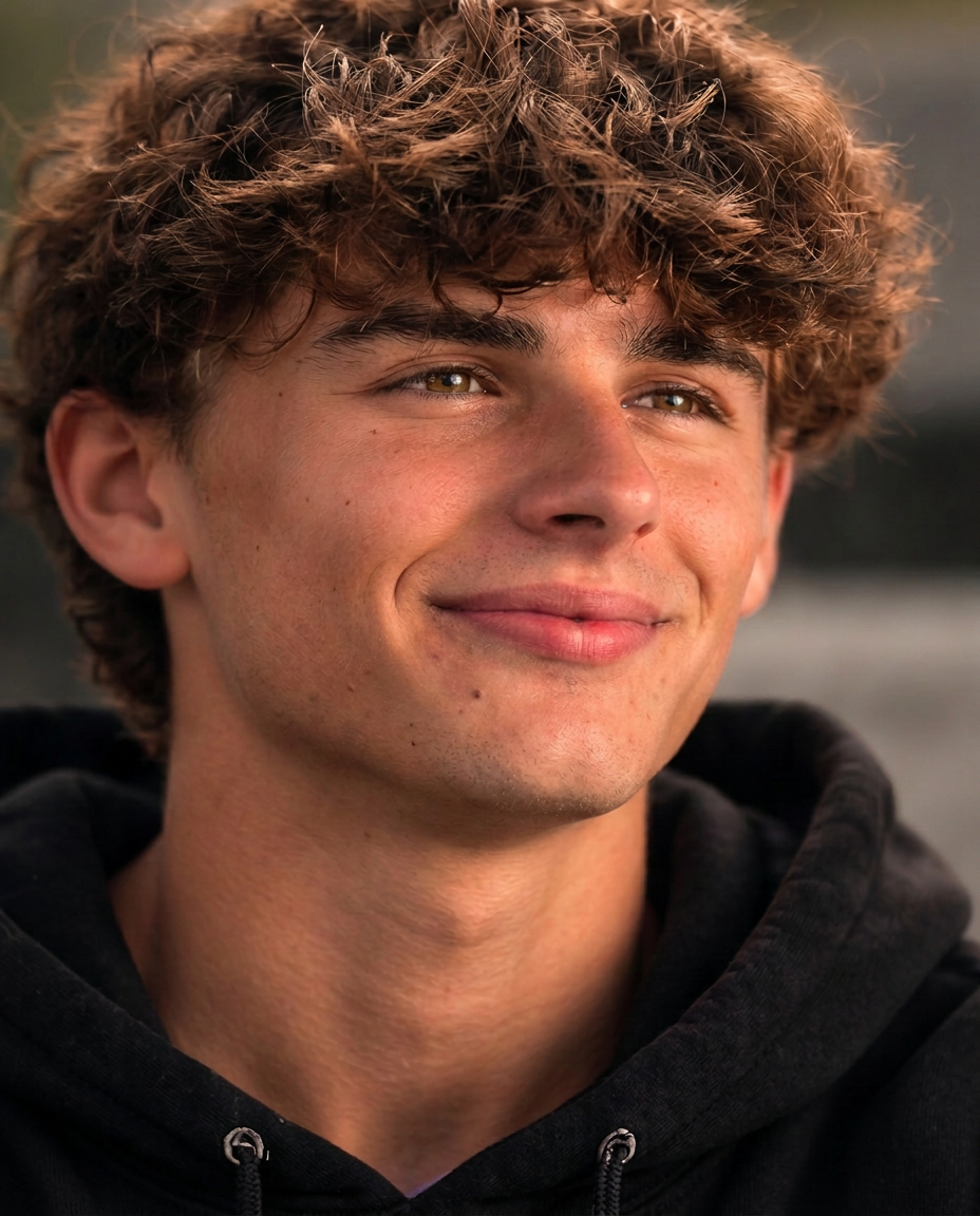 Makoa, founder of Just Speak, wearing a black hoodie